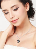 S925 Sterling Silver Leaf Pendant Necklace with Zircon Stones