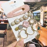 Geometric Pearl Hair Clips Set Acrylic Barrettes Hairpins Headwear