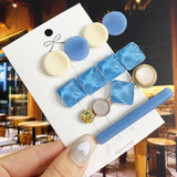 Geometric Pearl Hair Clips Set Acrylic Barrettes Hairpins Headwear