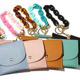 Tassel Keychain Bracelet Ladies PU Bag Keyring Acrylic Keychain