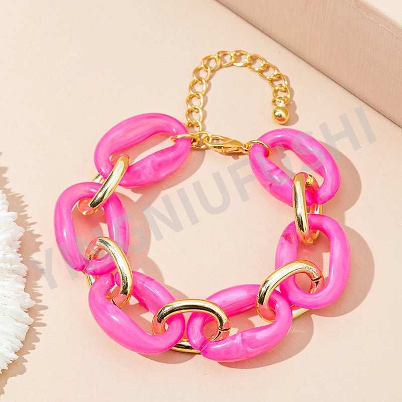 Acrylic Metal Ring Clasp Bracelets For Women