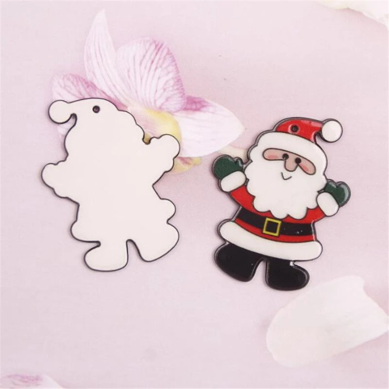 Acrylic Santa Claus Ornament Charm Connectors Christmas Tree Decoration