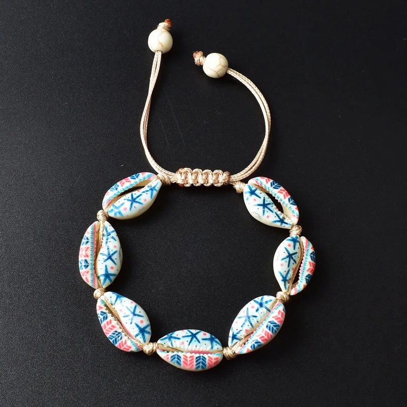 Adjustable Shells Bracelet on Leg Rope Beach Jewelry