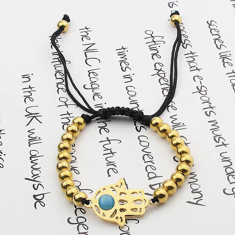 Adjustable Evil Eye Beads Bracelet Stainless Steel High Bracelet