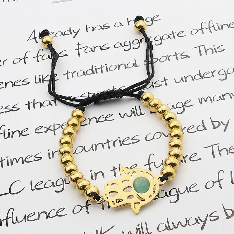 Adjustable Evil Eye Beads Bracelet Stainless Steel High Bracelet