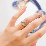 Adjustable Sun and Moon Ring Overlapping Rings Women Girls Jewelry