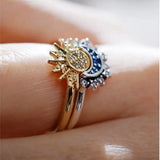 Adjustable Sun and Moon Ring Overlapping Rings Women Girls Jewelry