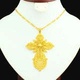 African Big Cross Pendant Necklace 24K Jewelry Ethiopian/Eritrea/India