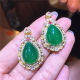 Agate Chalcedony Inlaid Drop Pendant Ladies Necklace