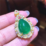 Agate Chalcedony Inlaid Drop Pendant Ladies Necklace