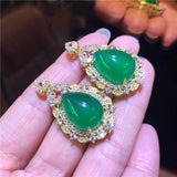 Agate Chalcedony Inlaid Drop Pendant Ladies Necklace