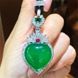 Agate Chalcedony Heart Pendant Necklace Jewelry