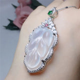 Agate High Ice Pith Leaf Pendant Women's Branches and Jade Leaves Pendant
