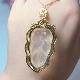 Agate High Ice Pith Leaf Pendant Women's Branches and Jade Leaves Pendant