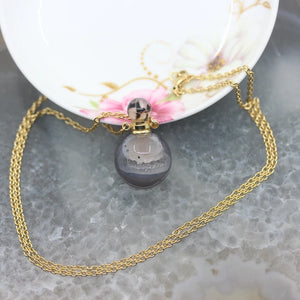 Agate Geode Bead Pendant Necklace for Essential Oil