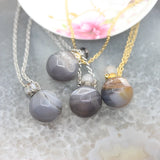 Agate Geode Bead Pendant Necklace for Essential Oil