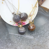 Agate Geode Bead Pendant Necklace for Essential Oil