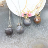 Agate Geode Bead Pendant Necklace for Essential Oil