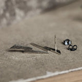 Solid 925 Silver Lightning Stud Earrings Punk Rock Hip Hop Jewelry