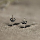 Solid 925 Silver Lightning Stud Earrings Punk Rock Hip Hop Jewelry