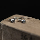 Solid 925 Silver Lightning Stud Earrings Punk Rock Hip Hop Jewelry