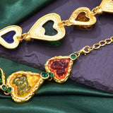 Colorful Acrylic Heart Rhinestone Necklace for Women Girls
