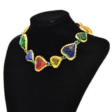 Colorful Acrylic Heart Rhinestone Necklace for Women Girls