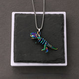Colorful Dinosaur Skeleton Pendant Halloween Skull Necklace