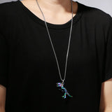 Colorful Dinosaur Skeleton Pendant Halloween Skull Necklace