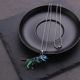 Colorful Dinosaur Skeleton Pendant Halloween Skull Necklace