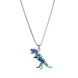 Colorful Dinosaur Skeleton Pendant Halloween Skull Necklace