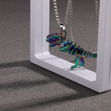 Colorful Dinosaur Skeleton Pendant Halloween Skull Necklace
