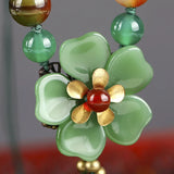 Alloy Petal Agate Necklace Peace Flower Semi Precious Stone Hand Woven Ethnic