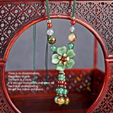 Alloy Petal Agate Necklace Peace Flower Semi Precious Stone Hand Woven Ethnic