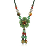 Alloy Petal Agate Necklace Peace Flower Semi Precious Stone Hand Woven Ethnic