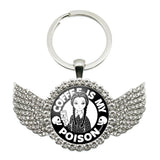 TV Angel Wings Glass Pendant Keychain Birthday Gift