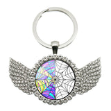 TV Angel Wings Glass Pendant Keychain Birthday Gift