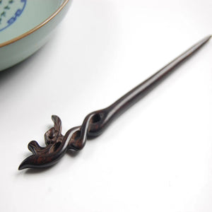 Vintage Wooden Hair Forks Clips Blackwood Carved Hairpin Sticks