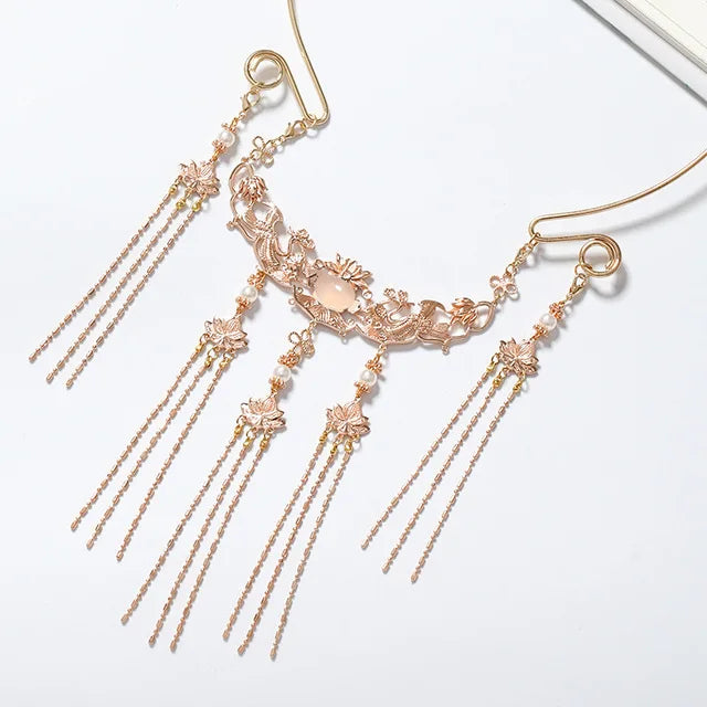 Chinese Long Tassel Pendant Necklace Hanfu Dress Jewelry