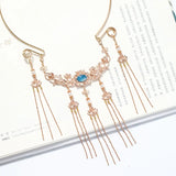 Chinese Long Tassel Pendant Necklace Hanfu Dress Jewelry