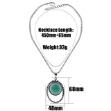 Angel Eyes Retro Turquoise Pendant Double Ring Necklace