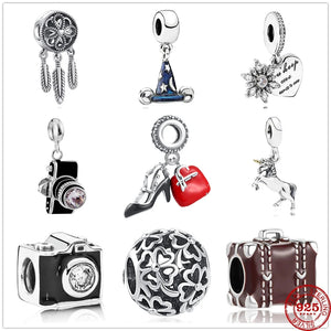 Angel Wing Dream Catcher Pendant Beads Silver 925 Bracelet DIY Jewelry