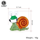 Rhinestone Cartoon Snail Brooch, Exaggerated Animal Pin