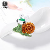 Rhinestone Cartoon Snail Brooch, Exaggerated Animal Pin