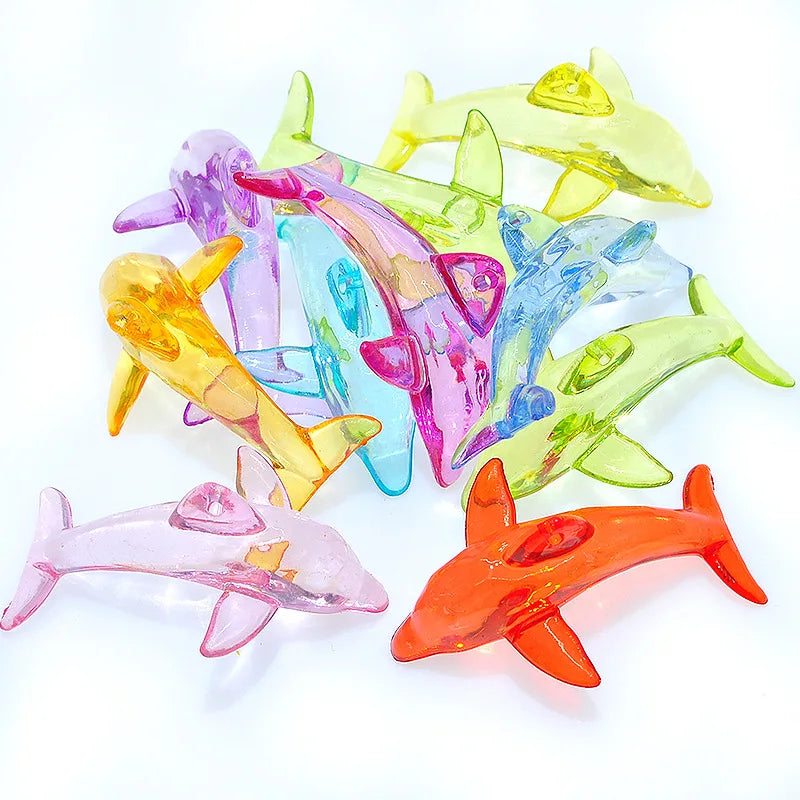Dolphin Shape Colorful Acrylic Necklace Pendants 100pcs