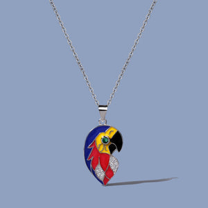 Parrot Pendant Enamel 925 Silver Necklace for Women
