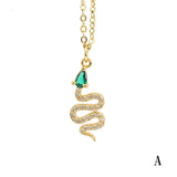 Snake Zircon Dangle Necklaces Copper Plated Minimalist Wedding Jewelry
