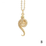 Snake Zircon Dangle Necklaces Copper Plated Minimalist Wedding Jewelry