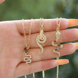 Snake Zircon Dangle Necklaces Copper Plated Minimalist Wedding Jewelry