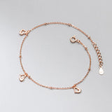 Women's Silver Heart Anklet Bracelet 925 Summer Foot Chain Rose